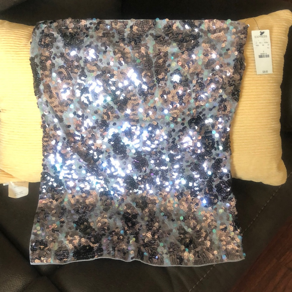 NWT Express Strapless Sequin Top